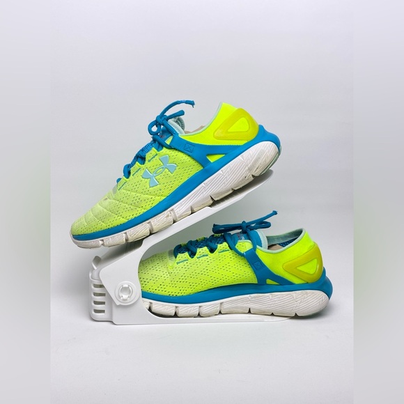 UNDER ARMOUR Speedform Fortis Neon Yellow Blue Running Shoes Size 8.5 - Picture 1 of 15